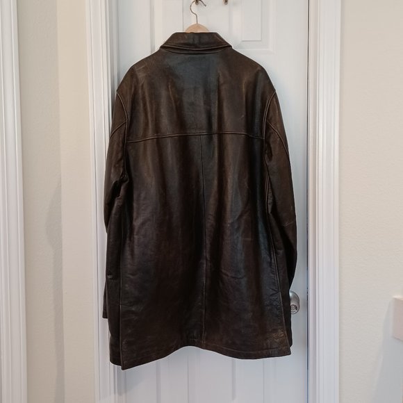 Eddie Bauer Brown Leather Car Coat - Picture 8 of 8